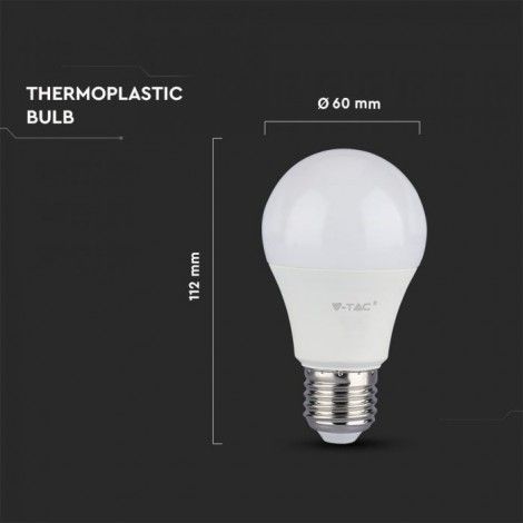 V-TAC E27 9W(806Lm), LED лампа, тепле біле світло 2700K