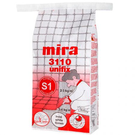 Клей для плитки Mira 3110 Unifix (білий) клас C2TE S1, 5кг