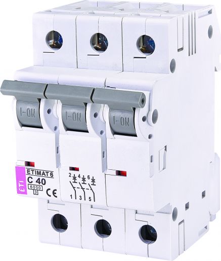 Автоматичний вимикач ETI, ETIMAT 6 3p C 40А 6 кА (2145520)
