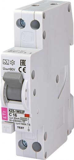 Диференційний автоматичний вимикач ETI, KZS-1M SUP C 16/0,03 тип A 6кА (2175724) ПЗВ