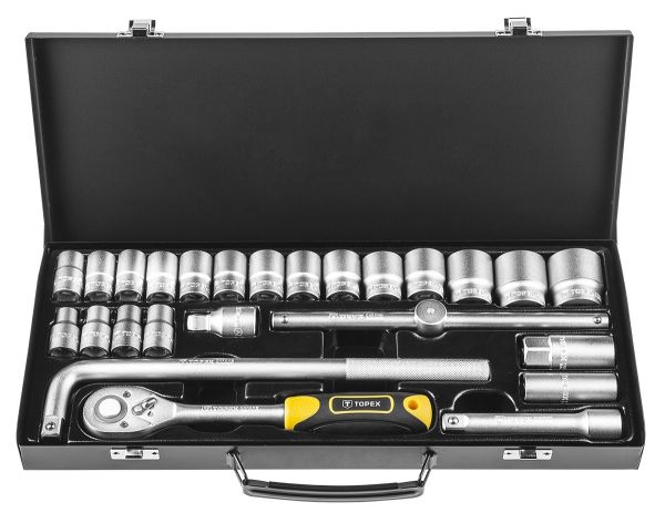 Набор торцевых головок TOPEX, 1/2”, 25 единиц