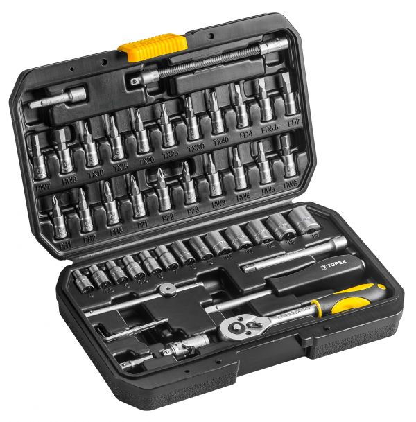 Набір інструментів TOPEX, 1/4", CrV, 46 одиниць