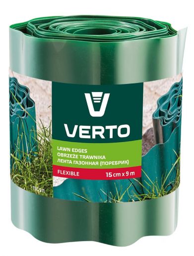 Бордюрная лента Verto, 15см, 9м, зеленая (15G511)