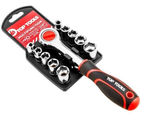 Набор торцевых головок Top Tools, 1/4”, 12 единиц