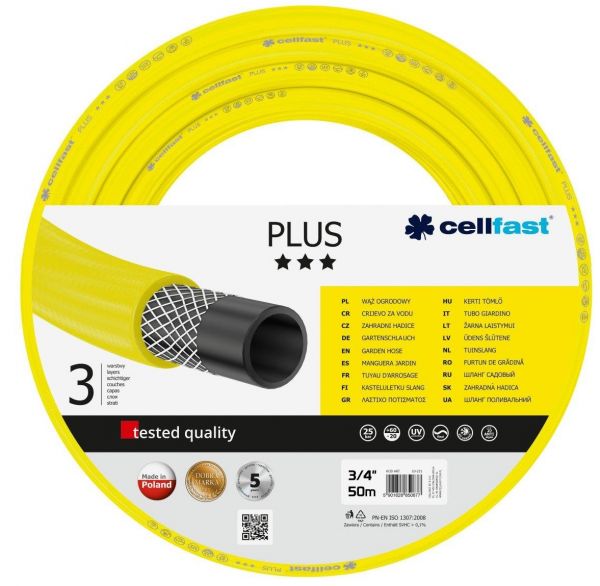 Шланг садовий Cellfast PLUS, 3/4", 50м, 3 шари (10-221)