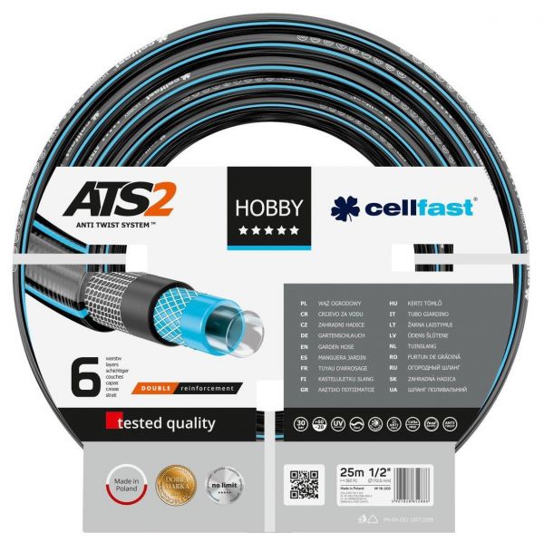 Шланг садовий Cellfast HOBBY ATS, 1/2", 25м, 6 шарів (16-200) Шланг садовий Cellfast HOBBY ATS, 1/2", 25м, 6 шарів (16-200)