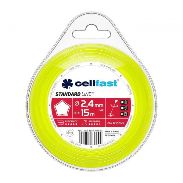 Леска для триммера Cellfast, звезда, 2.4мм, 15м (35-021)