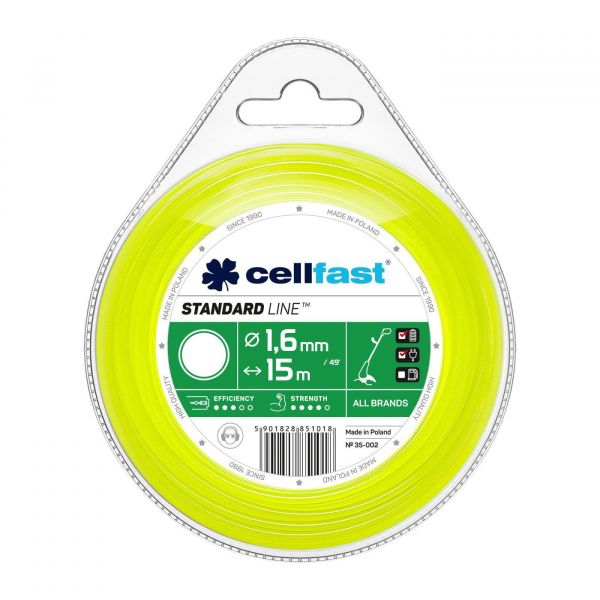 Леска для триммера Cellfast, круглая, 1.6мм, 15м (35-002)