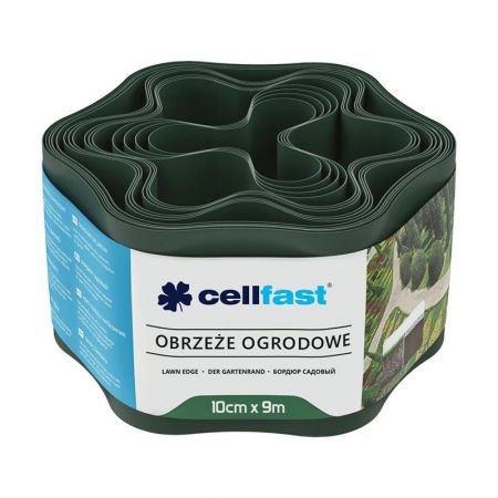 Лента газонная Cellfast, бордюрная, волнистая, 10см, 9м, темно-зеленая (30-021H)