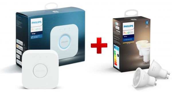 Набір Philips Hue (Bridge, лампа GU10 White 2шт) (BRIDGE+GU10W_2P)