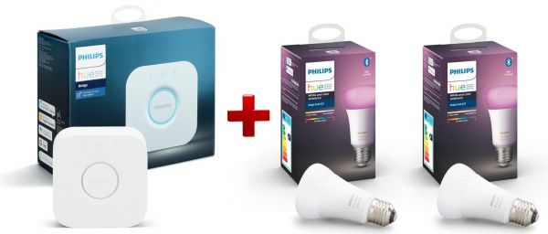 Набор Philips Hue (Bridge, лампа E27 RGB 2шт) (BRIDGE+E27RGB_2PCS)
