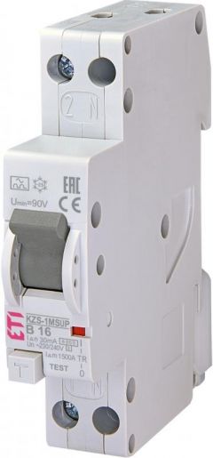 Диференційний автоматичний вимикач ETI KZS-1M SUP B 16/0,03 тип A 6кА (2175704) ПЗВ