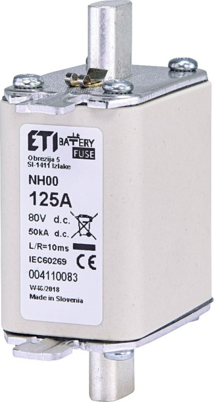 Запобіжник ETI NH-00 Battery 125A 80V DC Запобіжник ETI NH-00 Battery 125A 80V DC