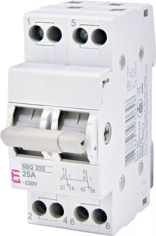 Перемикач навантаження ETI SSQ 225, 2p, 25A, (I-0-II) Перемикач навантаження ETI SSQ 225, 2p, 25A, (I-0-II)