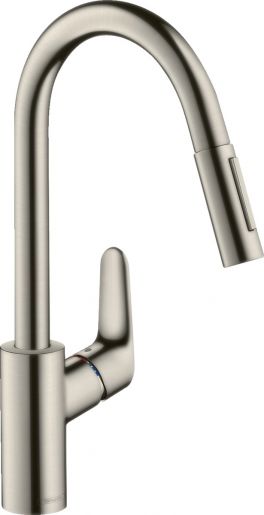 Змішувач для кухні Hansgrohe Focus з висувним душем, сталь (31815800)