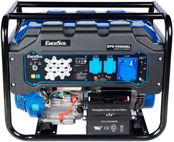 Генератор газово-бензиновий EnerSol EPG-5500SEL, 5.5кВт, електростарт, AVR Генератор газово-бензиновий EnerSol EPG-5500SEL, 5.5кВт, електростарт, AVR