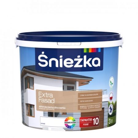 Акриловая эмульсионная краска для фасадов Sniezka Extra Fasad, 3л (4.2кг)