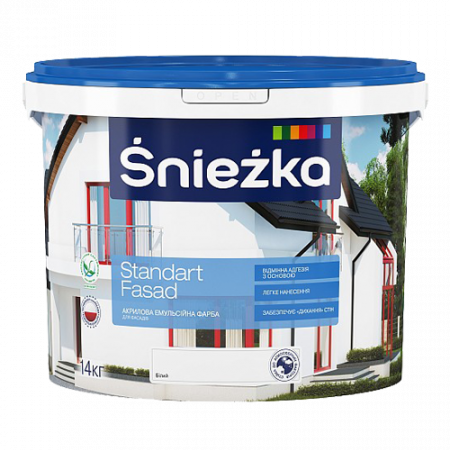 Акрилова емульсійна фарба для фасадів Sniezka Standart Fasad, 10л (14кг)
