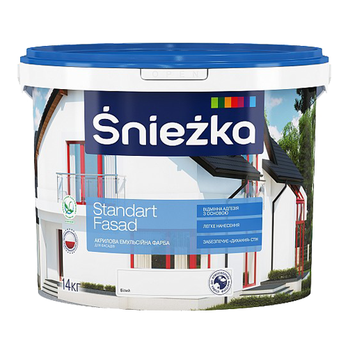 Акрилова емульсійна фарба для фасадів Sniezka Standart Fasad, 10л (14кг)