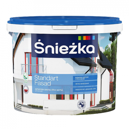 Акриловая эмульсионная краска для фасадов Sniezka Standart Fasad, 5л (7кг)
