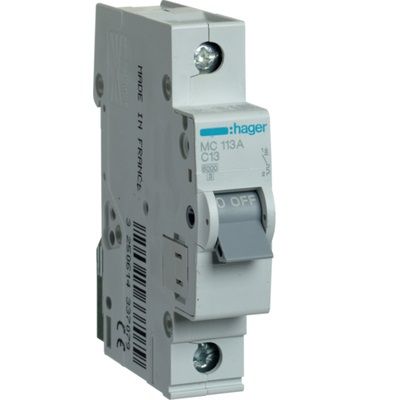Автоматичний вимикач Hager 1P 6кА C-13A (MC113A)