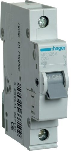 Автоматичний вимикач Hager 1P 6кА C-25A (MC125A)