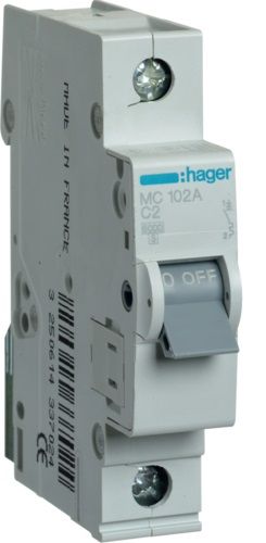 Автоматичний вимикач Hager 1P 6кА C-2A (MC102A)