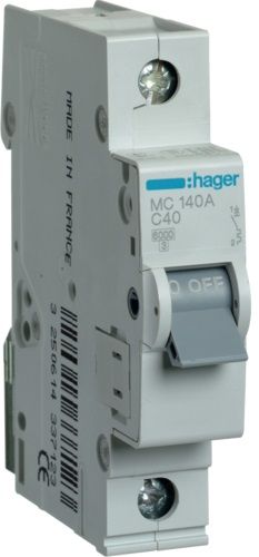 Автоматичний вимикач Hager 1P 6кА C-40A (MC140A)