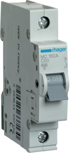 Автоматичний вимикач Hager 1P 6кА C-50A (MC150A)
