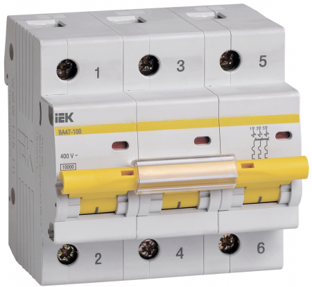 Автоматичний вимикач IEK BA47-100 3p 32A 10кА C, (MVA40-3-032-C)