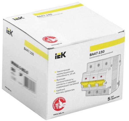 Автоматичний вимикач IEK BA47-150 3p 125A 15кА C, (MVA50-3-125-C)