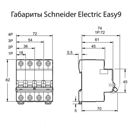 Автоматический выключатель Schneider Electric Acti9 iC60N 1p, 4А, C, 6кА (A9F74104)