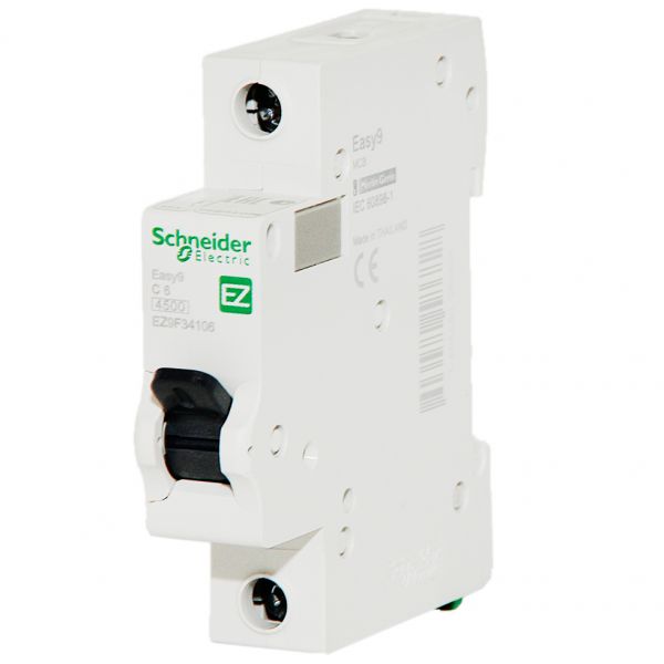 Автоматичний вимикач Schneider Electric Easy9 1p, 6А, C, 4.5кА (EZ9F34106) Автоматичний вимикач Schneider Electric Easy9 1p, 6А, C, 4.5кА (EZ9F34106)