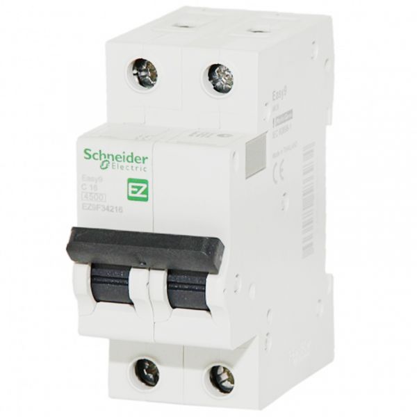 Автоматичний вимикач Schneider Electric Easy9 2p, 16А, C, 4.5кА (EZ9F34216) Автоматичний вимикач Schneider Electric Easy9 2p, 16А, C, 4.5кА (EZ9F34216)