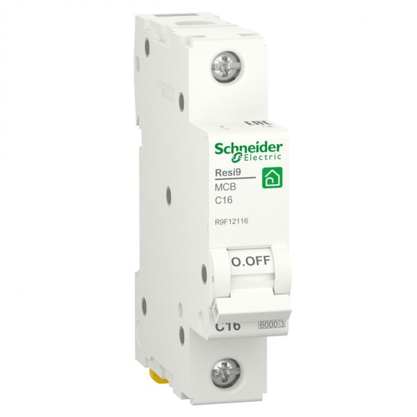 Автоматичний вимикач Schneider Electric Resi9 1p, 16А, C, 6кА (R9F12116) Автоматичний вимикач Schneider Electric Resi9 1p, 16А, C, 6кА (R9F12116)