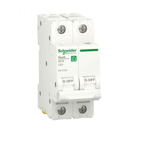 Автоматичний вимикач Schneider Electric Resi9 2p, 63А, C, 6кА (R9F12263) Автоматичний вимикач Schneider Electric Resi9 2p, 63А, C, 6кА (R9F12263)