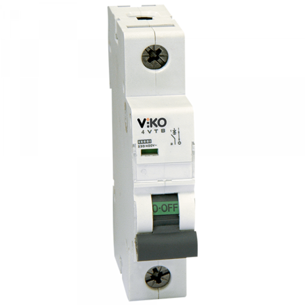 Автоматичний вимикач Viko 1p, C, 10A, 4.5кА (4VTB-1C10) Автоматичний вимикач Viko 1p, C, 10A, 4.5кА (4VTB-1C10)