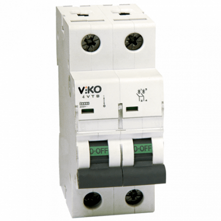 Автоматичний вимикач Viko 2p, C, 10A, 4.5кА (4VTB-2C10)