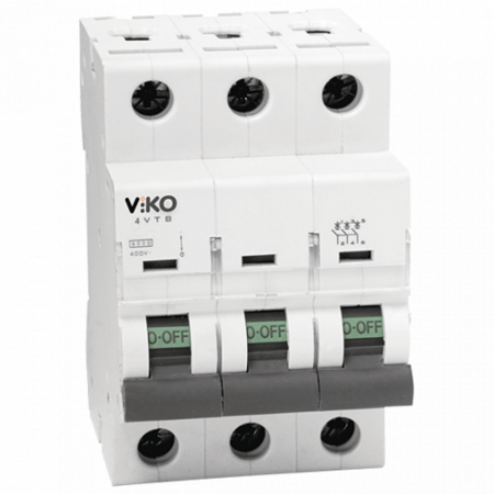 Автоматичний вимикач Viko 3p, C, 10A, 4.5кА (4VTB-3C10)