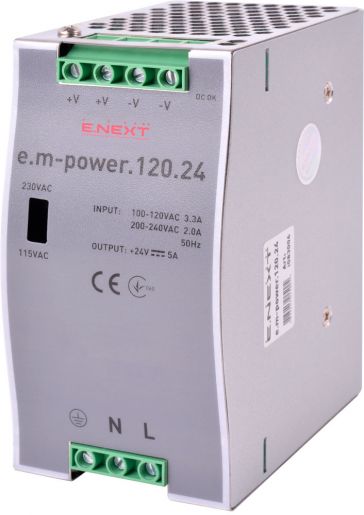 Блок живлення на DIN-рейку E.NEXT (e.m-power.120.24) 120Вт, DC24В (i083006)