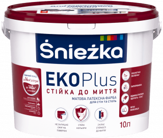 Матовая латексная краска для стен и потолков Sniezka ЭКО Plus, 10л (13,7кг)