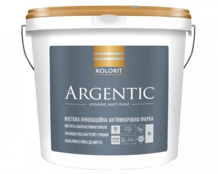 Фарба Kolorit Argentic, антимікробна, база А біла, 9л (4823046206801)