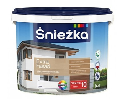 Акриловая эмульсионная краска для фасадов Sniezka Extra Fasad, 10л (14кг)