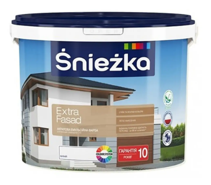 Акриловая эмульсионная краска для фасадов Sniezka Extra Fasad, 1л (1.4кг)