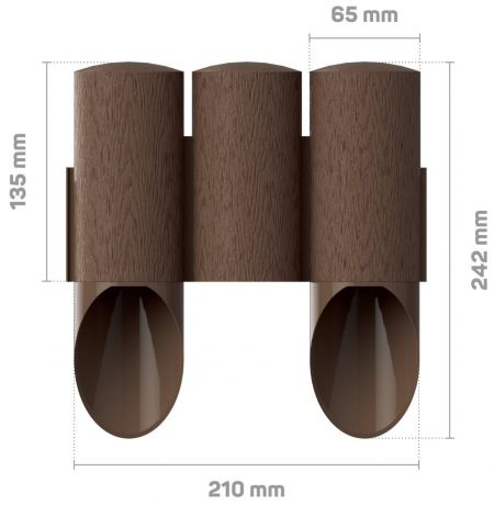 Газонное ограждение Cellfast MAXI, 3 элемента, 2.1м, коричневый (34-011)