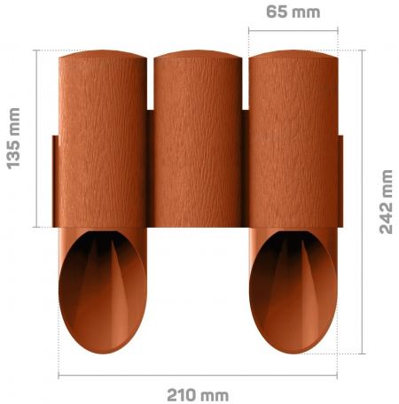 Газонна огорожа Cellfast MAXI, 3 елементи, 2.1м, цегляний (34-013)