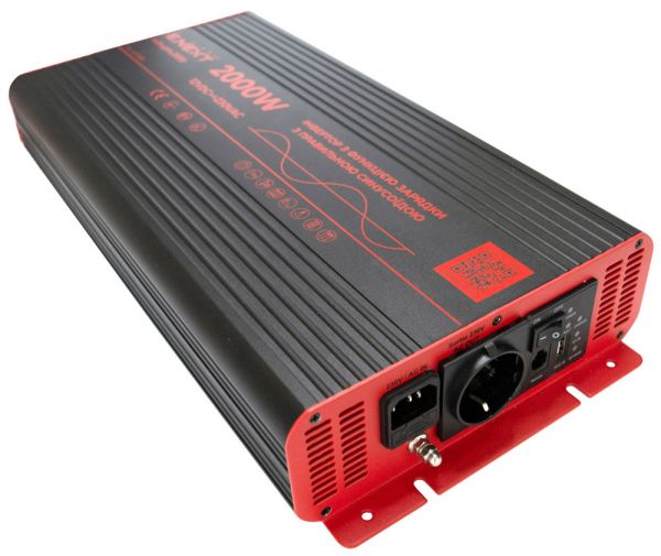 Інвертор з функцією зарядки 12/220В, 2000Вт, чистий синус (s073003)