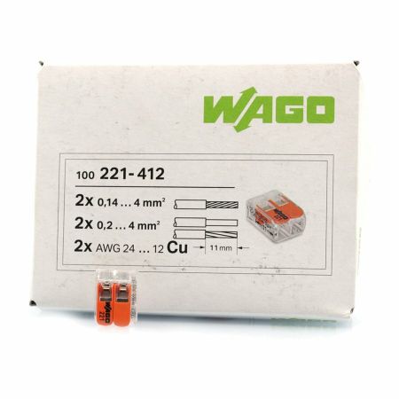 Клема універсальна WAGO для 2 провідників 0.14-4мм, 32А (221-412)