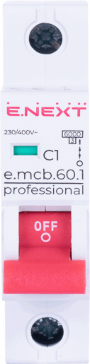 Модульний автоматичний вимикач E.NEXT (e.mcb.pro.60.1.C 1 new) 1p, 1А, C, 6кА (p042001)