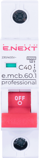 Модульний автоматичний вимикач E.NEXT (e.mcb.pro.60.1.C 40 new) 1p, 40А, C, 6кА (p042012)